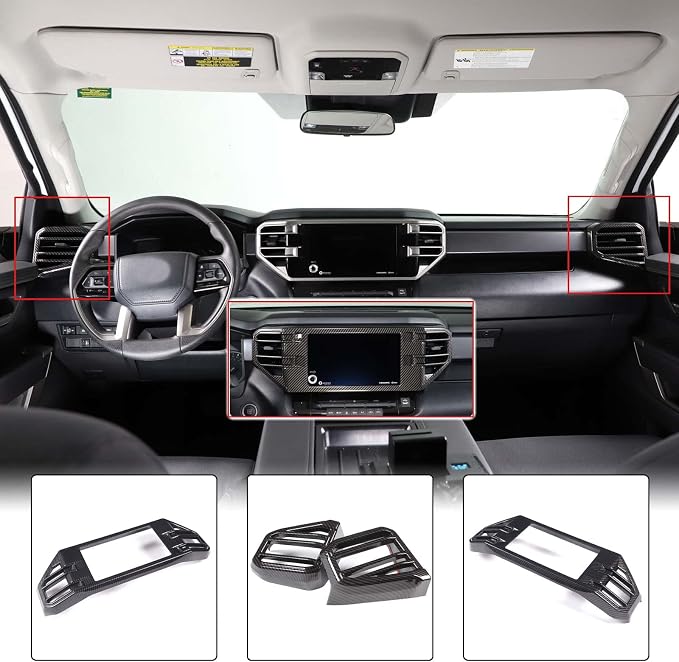 Car Center Console Air Conditioning Outlet Trim Cover Kit Compatible with Toyota Tundra/Sequoia 2022-2026, Dashboard Side A/C Vent Panel Decorative Frame Protection ABS Accessories, For 8-inch Screen