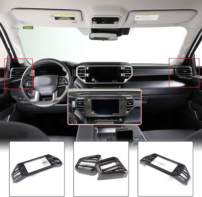 Car Center Console Air Conditioning Outlet Trim Cover Kit Compatible with Toyota Tundra/Sequoia 2022-2026, Dashboard Side A/C Vent Panel Decorative Frame Protection ABS Accessories, For 8-inch Screen