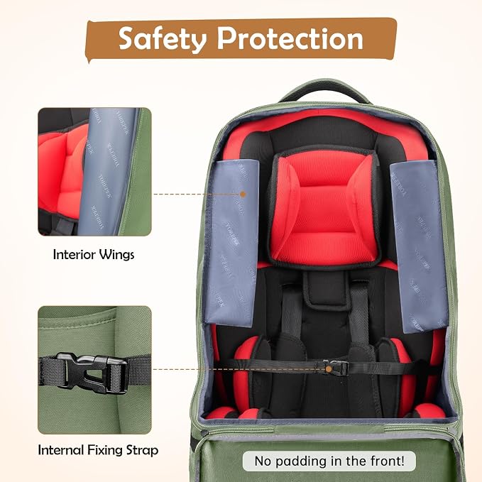 YOREPEK Padded Car Seat Bags for Air Travel, Car Seat Travel Backpack with Shoulder Straps, Gate Check Carsat Bag, Baby Travel Essentials for Flying
