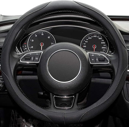 14inch Steering Wheel Cover,Prius,Civic,S,(14-14.25inch)-Black Microfiber Leather Breathable, Anti Slip Car Accessories-