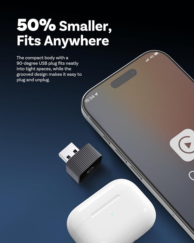Ottocast Mini Cube 3.0 Wireless CarPlay & Android Auto Adapter 2026– Plug & Play, Fast Auto-Reconnect (Black)