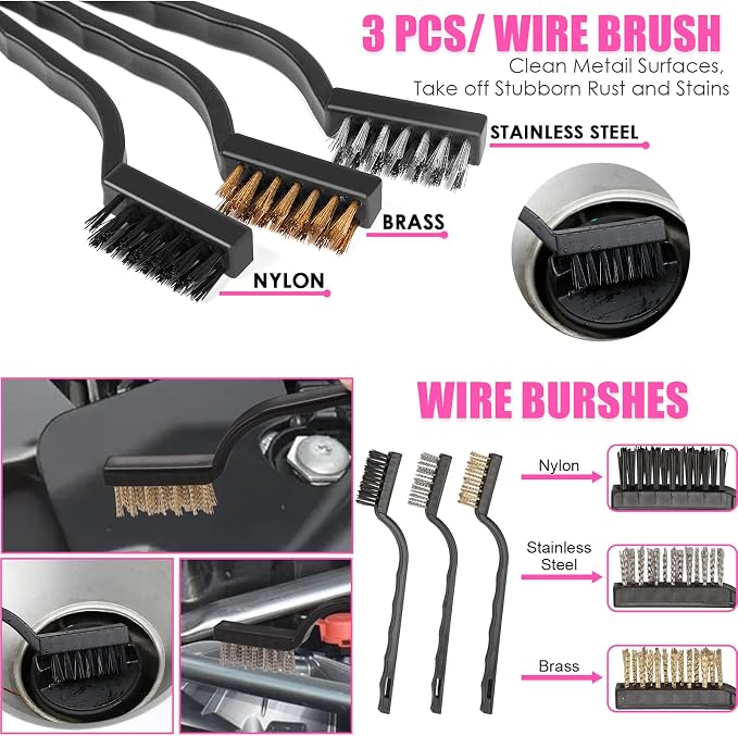 Windshield Cleaner Tool, 17Pcs Pink Car Interior Cleaning Kit, Detailing Kit Cleaner, Detailing Brush, Cleaning Gel, Inside Cleaning Supplies Accessories for Women Girl Gift