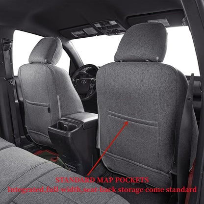 coverdream Tacoma Hybrid Cloth Seat Covers Full Set for Toyota Tacoma 2024-2026 TRD Sport,TRD Off-Road,Limited,Trailhunter,Fully Covered,Breathable Polyester Seat Protector (Gray)