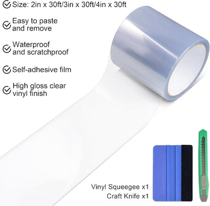 Arespark Car Door Edge Guard Protection Clear Vinyl Wrap Universal Door Sill Guard Anti-Collision Ratch-Resistant Protection Film, Transparent Paint Protection Vinyl Roll with Free Tools(2in x 30ft)