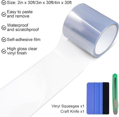 Arespark Car Door Edge Guard Protection Clear Vinyl Wrap Universal Door Sill Guard Anti-Collision Ratch-Resistant Protection Film, Transparent Paint Protection Vinyl Roll with Free Tools(3in x 30ft)