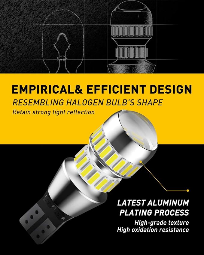 AUXITO 912 921 LED Bulbs for Backup Reverse Light Bulbs, 42-SMD 6000K Ultra Bright White, Non-polarity 906 W16W T15 921 LED Bulb Direct Back Up Light Replacement Lamp, Pack of 2