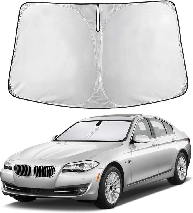 EcoNour Windshield Sunshade Compatible for BMW 5 Series 525i 520i 528i 530i 535d 535i 550i Series 2011-2014 2015 2016, Sun Visor for Window Sun Shade Cover, UV Protector, Car Accessories