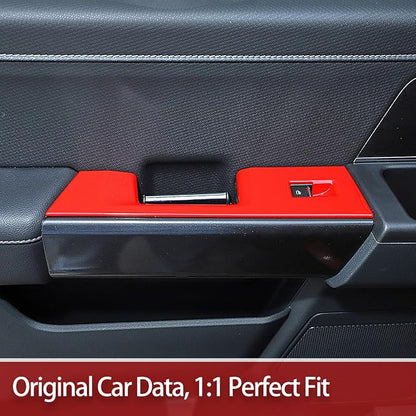 GZXinWei Window Control Switch Panel Trim Cover Sticker Door Armrest for Ford F150 2021 2022 2023 2024 2025 2026 Interior Decor Accessories Red