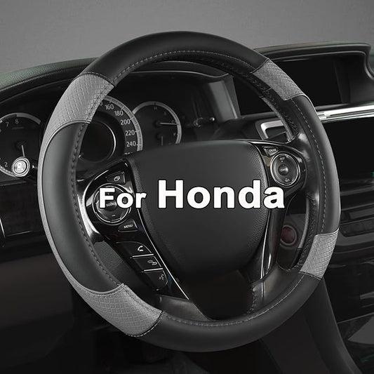 GIANT PANDA Steering Wheel Cover for Honda Civic(2006-2015),CR-Z, Insight, S2000 (Gray+Black-Small Size)