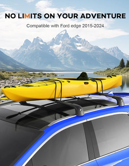 Wonderdriver Roof Rack Cross Bars 300lbs Compatible with Ford Edge 2015-2024,Heavy Duty Aluminum Lockable Roof Rails Crossbars Cargo Canoe Black Rooftop Cargo Carrier Luggage.