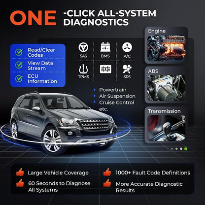Launch Scanner CRP129X Plus OBD2 Scanner Diagnostic Tool, All System Car Scanner, 12 Reset Injector Coding/Throttle/SAS/Oil/EPB/BMS/TPMS Reset Scan Tool, FCA SGW, CANFD&DoIP, Free Update