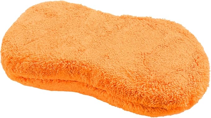 Car Wash Sponge, Large Microfiber Applicator Pad Non-Scratch Detailing Foam, Extra Absorbent Cleaning Sponge Universal Washing Supplies for Cars Trucks Motorcycles (Orange)