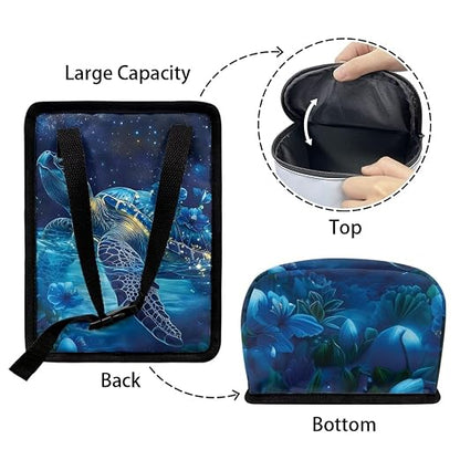 Talayituse Turtle Daisy Galaxy Print Car Trash Bin, Large Size Auto Trash Can Adjustable Portable Garbage Can with Lid, Vehicle Hanging Bag for Headrest Front Back Seat