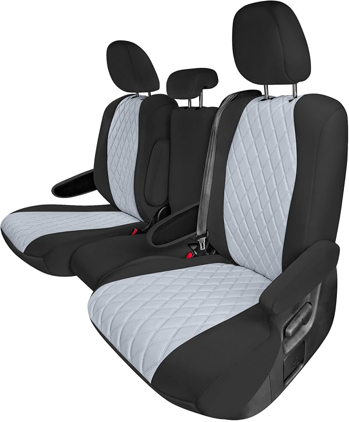 FH Group Custom Fit Car Seat Covers Specifically Made for Toyota Sienna 2011-2020, Car Seat Cover 2nd Row Set, 8 Seater Automotive Seat Covers in Gray Neoprene, Waterproof and Washable Seat Covers