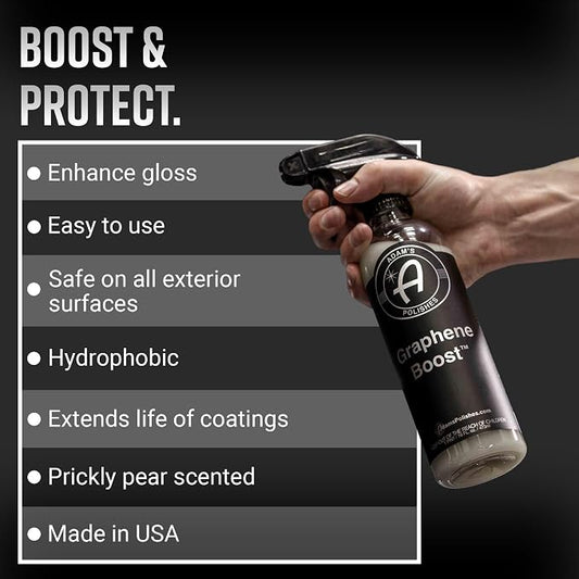 Adam's Graphene Boost - Graphene Ceramic Coating Spray For Car Detailing | Adds Protection & Extends The Life Of Top Coat Ceramics | Maintenance Spray On Wipe Off | Car Boat RV Motorcycle