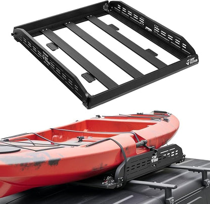 JOYTUTUS Anti-Rust Aluminum Roof Basket 48" X 42" X 6",Collapsible Design,Lightweight Roof Rack Carrier Basket Universal Rooftop,220LBS Load Capacity,for SUV, Truck, Car
