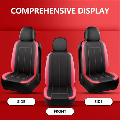 HChengkikz Car Seat Covers Front Seat, Waterproof Neoprene Car Seat Cover, Airbag Compatible,Universal Automotive Comfort for Most Cars, Trucks, SUVs (Black + Red)