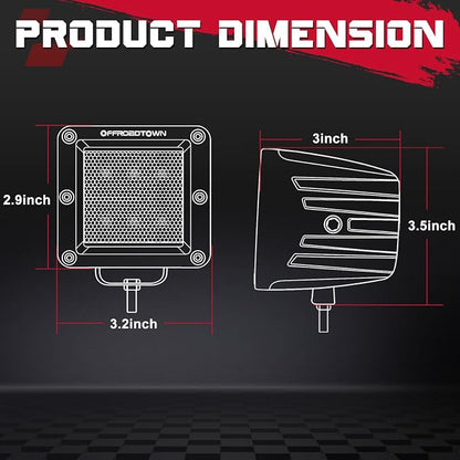 LED Cubes, OFFROADTOWN 3inch 120W CREE LED Pods Driving Lights Cubes Ditch Light Off Road Lights Reverse Light for Truck Pickup UTV ATV SUV Boat 4x4 Car - Diffusion Beam