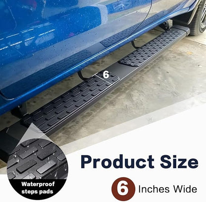 Perfit Liner 6'' Running Boards Compatible for Crew Cab 2007-2018 Chevy Silverado GMC Sierra 1500,2007-2019 2500 3500HD,2019 Ld/Lt Engine Black Textured Aluminum Side Steps Nerf Bars