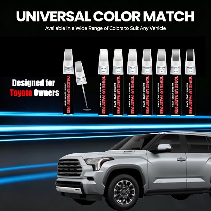 Celestial Silver Metallic(1J9) Car Touch Up Paint for Toyota 2-in-1 Car Scratch Repair Pen with Fine Tip&Brush, DIY Color-Code Matched Auto Paint for Rock Chips Door Scratches Paint Nicks Bumper Marks