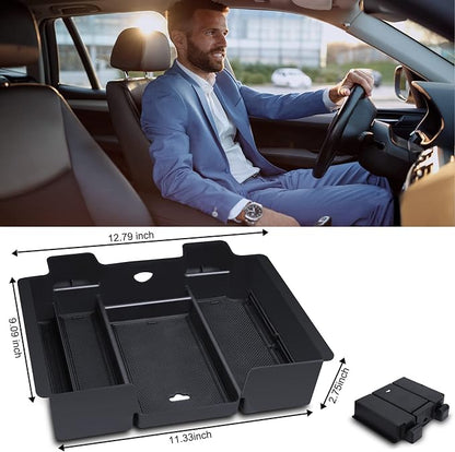 Center Console Organizer Compatible with 2019-2022 GMC Sierra/Chevy Silverado 1500 and 2020 2021-2023 Sierra/Silverado 2500HD/3500HD Accessories, Armrest Tray (Full Console w/Bucket Seats ONLY)
