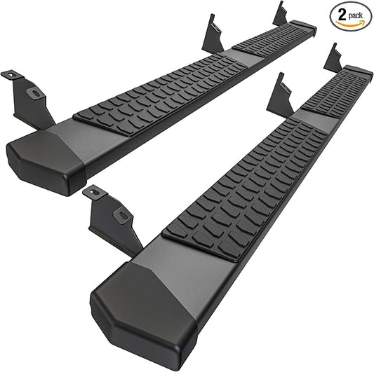 6 Inches Running Boards Side Steps Compatible with 2005-2023 Toyota Tacoma Double Cab & Crew Cab (4 Full-Size Doors), Black Textured Aluminum Nerf Bars