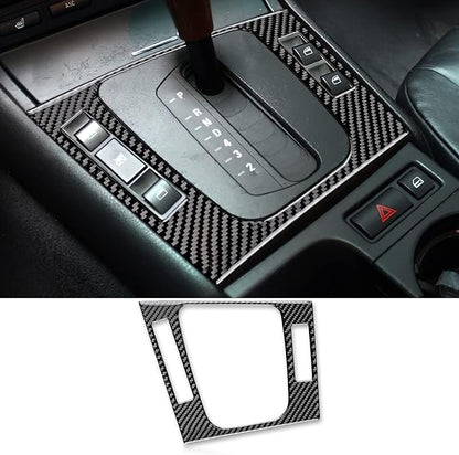 AIRSPEED Carbon Fiber Center Console Gear Shift Outter Frame Cover Window Button Surround Trim for BMW E46 1998-2006, Black