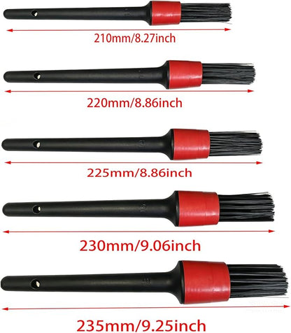 5 Pcs Set Red Car Interior Leather Seat and Vent Brush Detail Cleaning Brush Wheel Cleaner Brush for Cleaning the Interior and Exterior of Cars