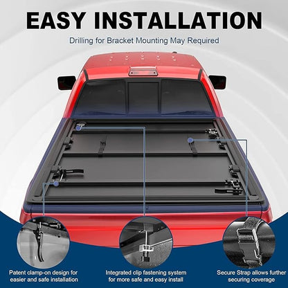 MOSTPLUS Tri-Fold Soft Truck Bed Tonneau Cover On Top Compatible with 2022 2023 2024 2025 Ford Maverick Bed 3 Fold Fleetside (4.5 FT Feet Bed-54.4 inch