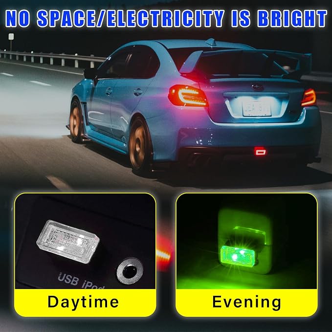 Augeny 7 PCS USB LED Car Interior Atmosphere Lamp, Plug-in USB Decor Night Light, Portable Auto Ambient Lighting Kit, Universal Vehicle Interior Accessories for Most Cars (Multi-Color)