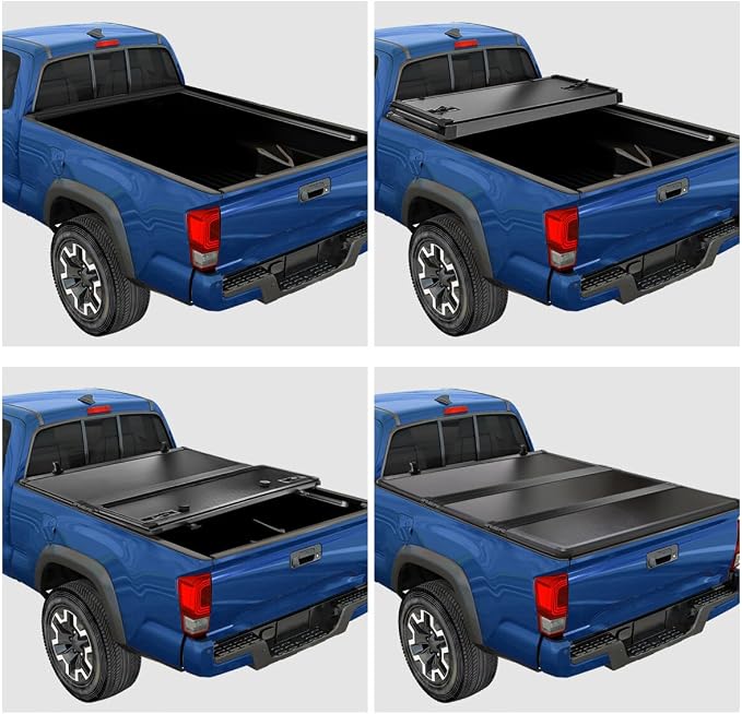 FRP Hard Tri-Fold Tonneau Cover Compatible with 2019-2024 Ford Ranger Truck Bed Cover, fits 5ft Fleetside Bed Models