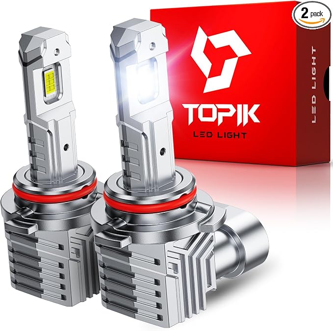 TOPIK Upgraded HB3/9005 Light Bulbs Fog Lights, 30,000LM Brightness Fog Light Compatible, 1:1 Size Drving Lights with 6500K Cool White, Anti-Flicker, 9005 Driving Lights, 2PCS