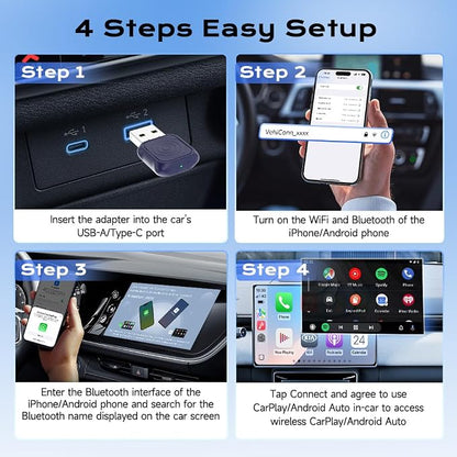 Carlinkit Mini Ultra Wireless CarPlay & Android Auto Adapter - Plug & Play Dongle for iPhone & Android, Convert Wired to Wireless, USB-A/USB-C Fast Connection, Compatible with OEM Wired Cars