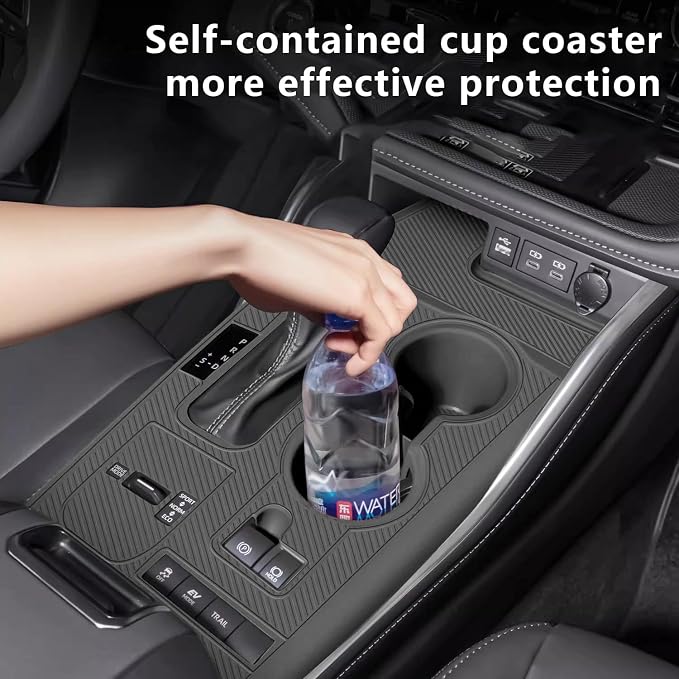 Temmis Center Console Silicone Organizer with Cup Holder for Toyota Highlander 2020-2022 (Gasoline & Hybrid), Full-Wrap Center Consel Electrostatic adsorption Cover for Highlander-Red