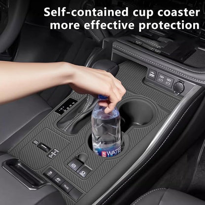 Temmis Center Console Silicone Organizer with Cup Holder for Toyota Highlander 2020-2022 (Gasoline & Hybrid), Full-Wrap Center Consel Electrostatic adsorption Cover for Highlander-Red