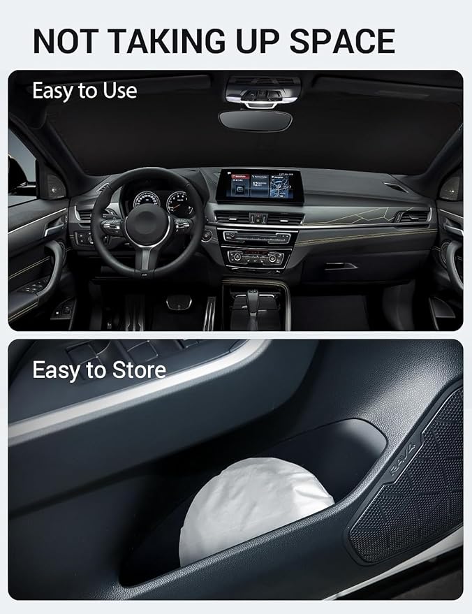 Proadsy 2026 Upgrade Windshield Sun Shade Custom Fit 2018-2023 BMW X2 F39 Foldable Front Sunshade Protector Sun Visor Blocks UV Rays Keep Car Cooler