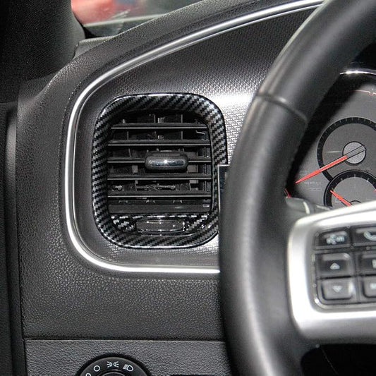 crosselec Carbon Fiber Air Vent Cover AC Outlet Trim kit for Dodge Charger 2011-2014