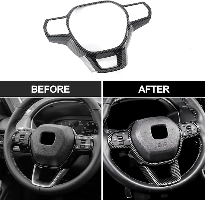 14 Pcs Carbon Fiber Interior Kit Compatible with 2022-2026 11th Gen Honda Civic, AC Air Vent Cover Steering Wheel Cover Gear Shift Panel Cover Inner Door Handle Cover
