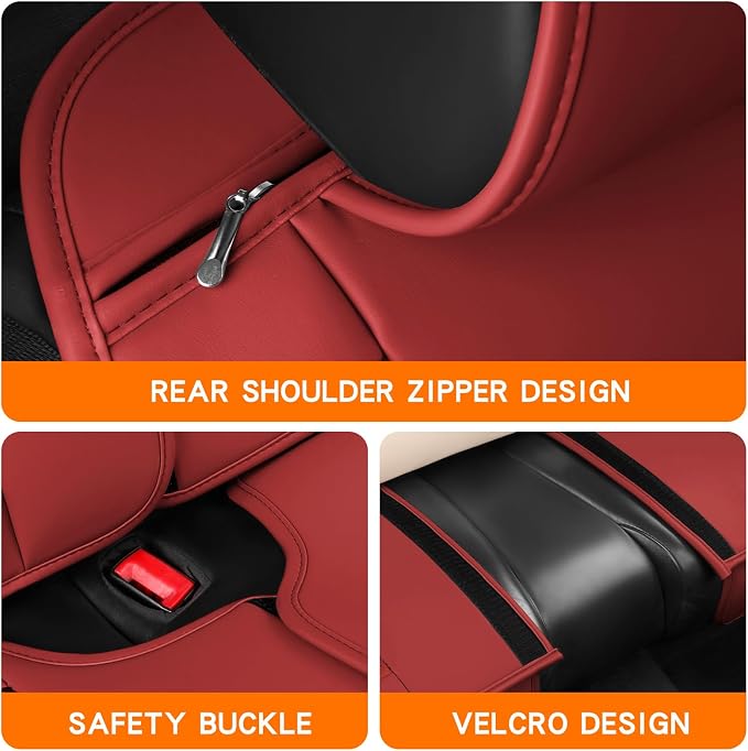 MINGBRON Front Car Seat Covers, Leather Car Seat Covers, Fit for Most Cars SUV and Most Sedan Red