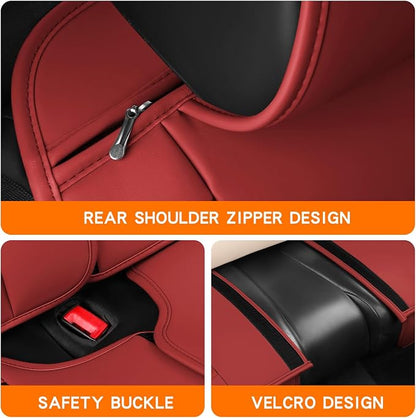 MINGBRON Front Car Seat Covers, Leather Car Seat Covers, Fit for Most Cars SUV and Most Sedan Red