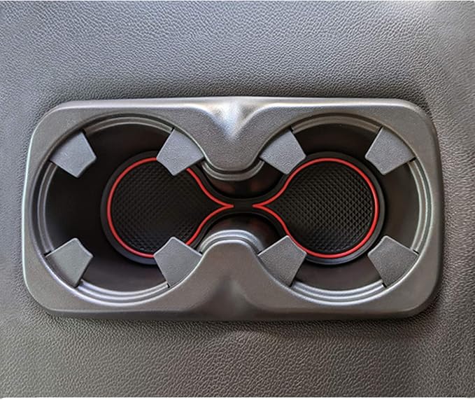 JDMCAR Compatible with Chevy Colorado/GMC Canyon Accessories 2015-2022 Premium Cup Holder, Console, and Door Pocket Inserts Kit (Crew Cab, Red Trim)-26PC Set