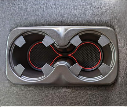 JDMCAR Compatible with Chevy Colorado/GMC Canyon Accessories 2015-2022 Premium Cup Holder, Console, and Door Pocket Inserts Kit (Crew Cab, Red Trim)-26PC Set
