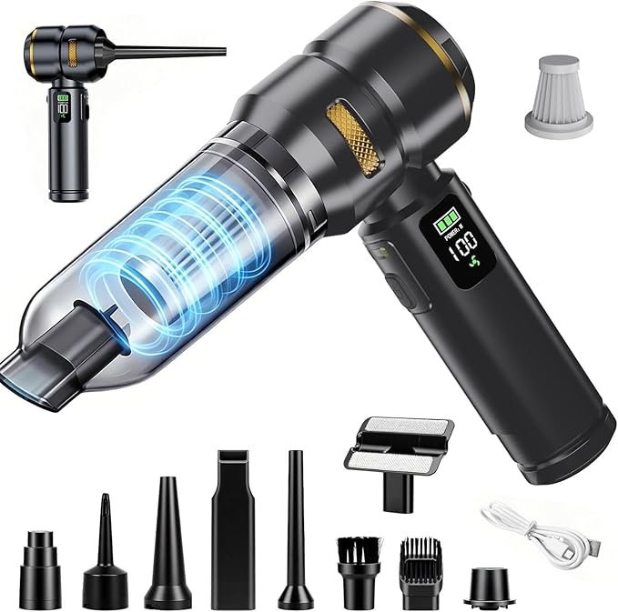 Handheld Car Vacuum Cordless, 17000PA Mini Car Vacuum Portable Cordless, Brushless Motor with Digital Display, Car Vacuum Cleaner for Office Desk Home Kitchen Car Pet Hair, Travel
