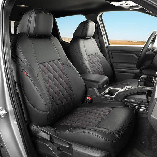 coverdream 2024 2025 2026 Tacoma Seat Covers Full Set for Toyota Tacoma 4th Gen Double/Crew Cab SR,SR5,TRD Sport,TRD Off-Road,Limited,Fully Covered,Waterproof Leather Seat Protector(Black & Diamond)
