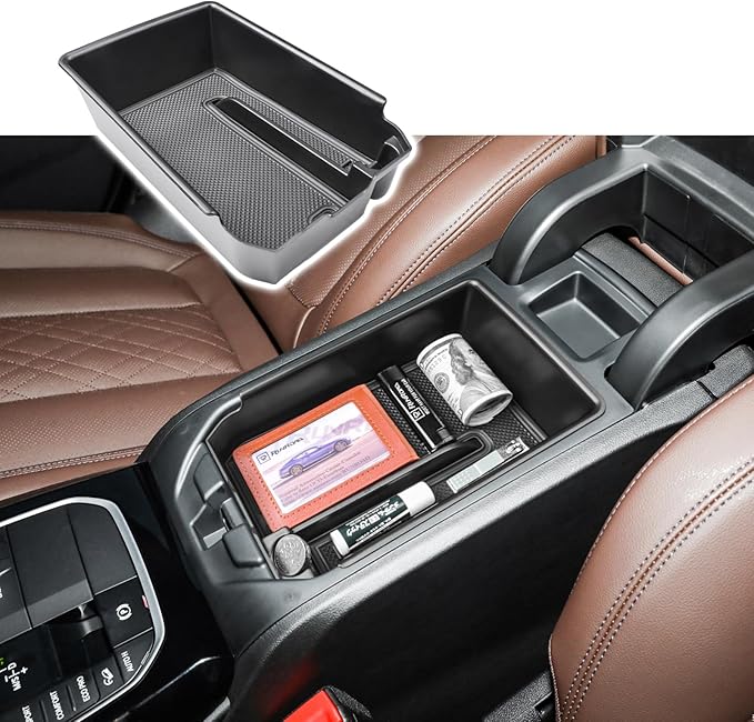 RUNROAD Center Console Organizer Tray Compatible with BMW X3 G01 2018-2024 and for BMW X4 G02 2019-2025 Accessories, Insert Secondary Storage Box Armrest Tray Console Organizer (Black)