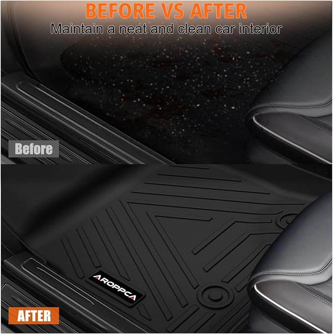 All Weather Floor Mats for 2010-2014 Ford F150 SuperCrew/Crew Cab with 1st Row Bucket Seat, TPE Rubber Floor Liners Anti-Slip Full Set Automotive Mats for 2014 F150 Accessories