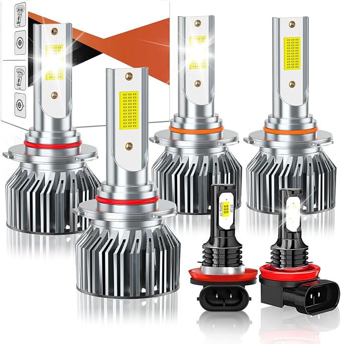 Compatible For Honda Civic 2006-2015 Driving Light Bulb,600% Brightness High Low Beam Fog Light Bulbs Combo,Plug and Play,6500K White Bulbs,IP68 6pcs