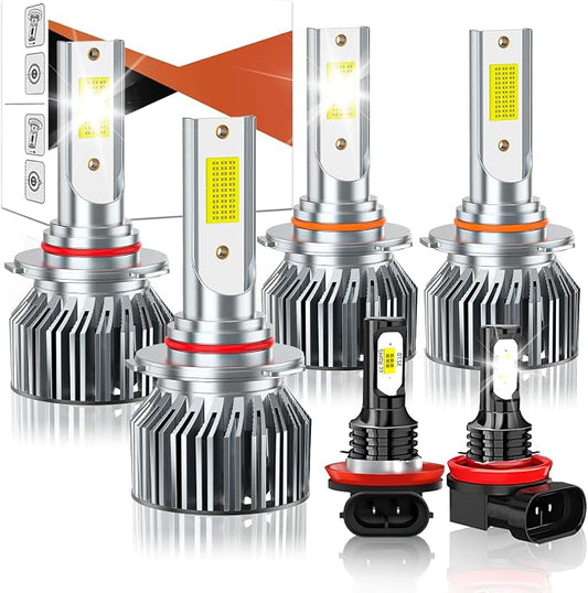 Compatible For Honda Civic 2006-2015 Driving Light Bulb,600% Brightness High Low Beam Fog Light Bulbs Combo,Plug and Play,6500K White Bulbs,IP68 6pcs