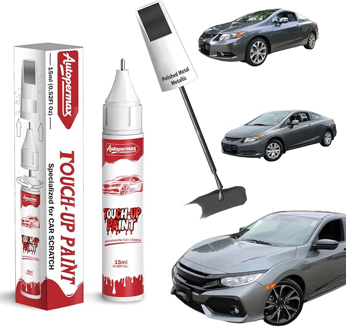 NH-737M Polished Metal Metallic Car Touch Up Paint for Honda, Color Accurate Two-In-One Car Paint Scratch Repair Pen, Professional Scratch Remover for Vehicles Chips and Nicks Scuff