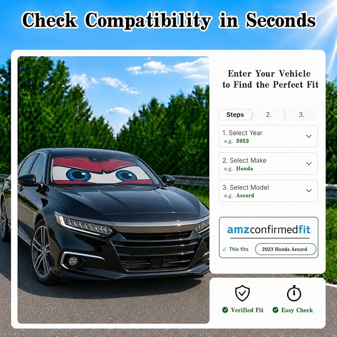 Car Windshield Sun Shade, Red Angry Eyes Car Sun Shade, Windshield Cover Universal Fits Mid-Large Sedan SUV Crossover Family Vehicle, UV Heat Protection - 63 x 31.5